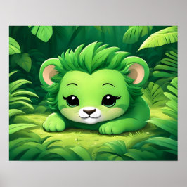 Een Green Lion Cub in het Oerwoud Poster