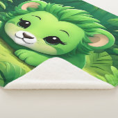Een Green Lion Cub ontspannen in het Oerwoud Sherpa Deken (3/4)