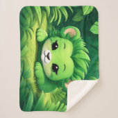 Een Green Lion Cub ontspannen in het Oerwoud Sherpa Deken (Voorkant)