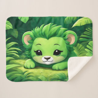 Een Green Lion Cub ontspannen in het Oerwoud Sherpa Deken