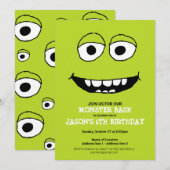 Een Green Monster Bash! Schattigee Monster Party n Kaart (Voorkant / Achterkant)