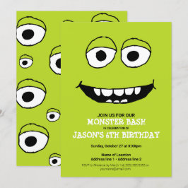 Een Green Monster Bash! Schattigee Monster Party n Kaart