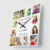 Een Grenkind Laugh Quote 12 Foto White Vierkante Klok (Hoek)