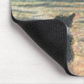 Een grenshond zegt hallo 's ochtends. muismat (Hoek)