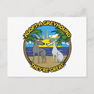 EEN GREYHOUND AANNEMEN DIE ZE GROOT ZIJN BRIEFKAART