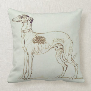 Een Greyhound, links naast elkaar (pen en inkt op Kussen