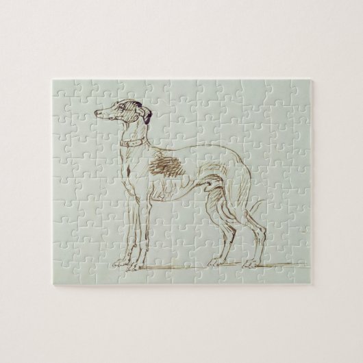 Een Greyhound, links naast elkaar (pen en inkt op  Legpuzzel (Horizontaal)