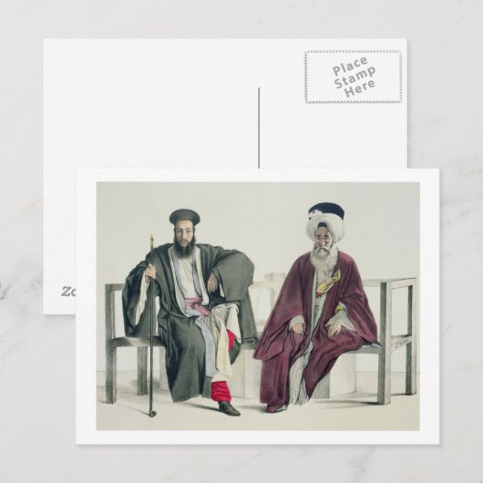 Een Griekse priester en een Turk, gegraveerd door Briefkaart (Voorkant / Achterkant)