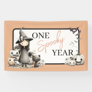 Eén griezelig jaar heks Halloween verjaardagsbanne Spandoek