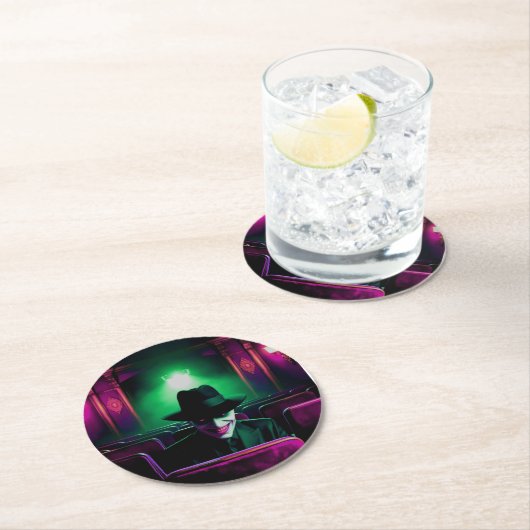 Een griezelig Man in het theater! Ronde Kartonnen Onderzetter (Insitu)