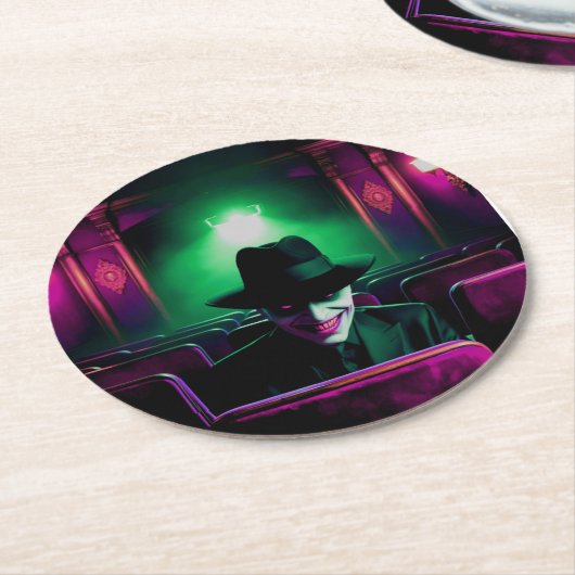 Een griezelig Man in het theater! Ronde Kartonnen Onderzetter (Gebogen)