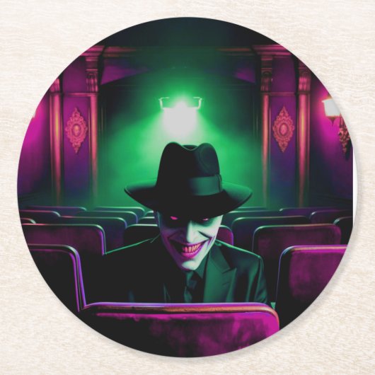 Een griezelig Man in het theater! Ronde Kartonnen Onderzetter (Voorkant)