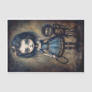 Een griezelig meisje dat haar monster uitlaat tissuepapier