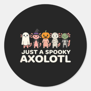 Een griezelige Axolotl Halloween-kleding Cartoon o Ronde Sticker