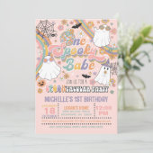 Een griezelige babeverjaardagsuitnodiging - Meisje Kaart (Staand voorkant)