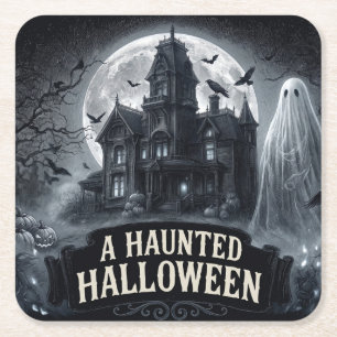 Een Griezelige Halloween Vintage Gotische Illustra Kartonnen Onderzetters