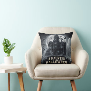 Een Griezelige Halloween Vintage Gotische Illustra Kussen