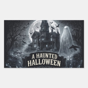 Een Griezelige Halloween Vintage Gotische Illustra Rechthoekige Sticker