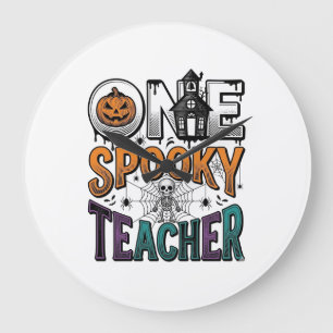 Een griezelige leraar Halloween vector ontwerp_1 Grote Klok