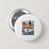 Een griezelige leraar Halloween vector ontwerp_1 Ronde Button 5,7 Cm (Voorkant /achterkant)