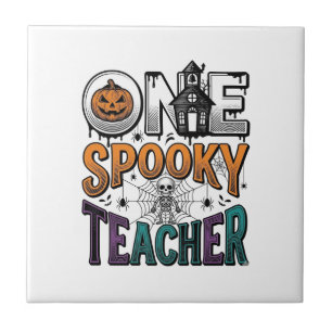 Een griezelige leraar Halloween vector ontwerp_1 Tegeltje
