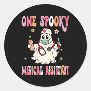 Een griezelige medische assistent Ghost Halloween Ronde Sticker