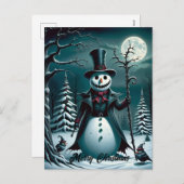 Een griezelige sneeuwpop kerst feestdagenkaart (Voorkant / Achterkant)