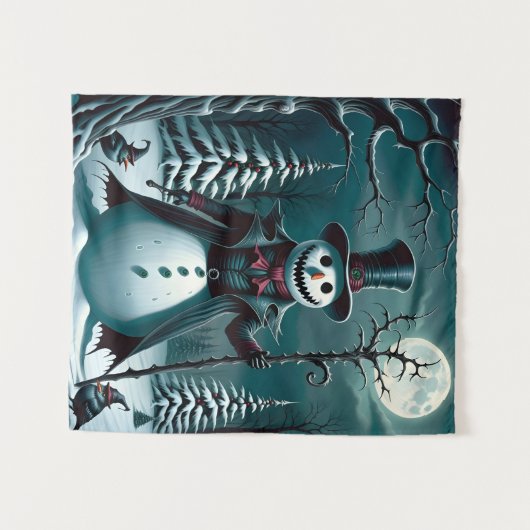 Een griezelige sneeuwpop wandkleed (Voorkant (horizontaal))