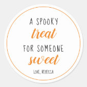 Een griezelige traktatie voor iemand zoete Hallowe Ronde Sticker (Voorkant)