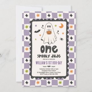 Een griezelige vent Halloween jongen spook 1e verj Kaart