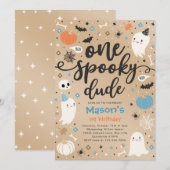 Eén griezelige vent Schattige Halloween-geest 1e v Kaart (Voorkant / Achterkant)