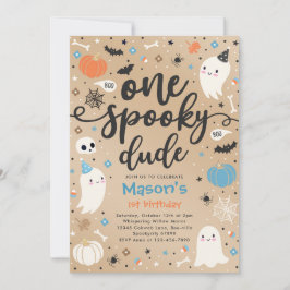 Eén griezelige vent Schattige Halloween-geest 1e v Kaart