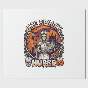 Een griezelige verpleegster Halloween skelet tover Cadeaupapier