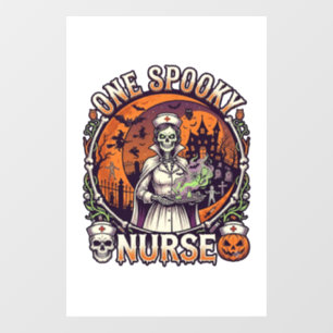 Een griezelige verpleegster Halloween skelet tover Raamsticker