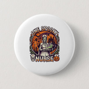 Een griezelige verpleegster Halloween skelet tover Ronde Button 5,7 Cm