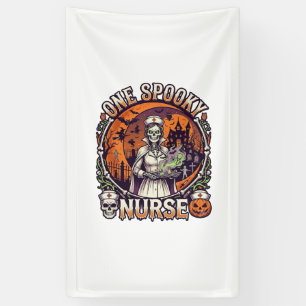 Een griezelige verpleegster Halloween skelet tover Spandoek