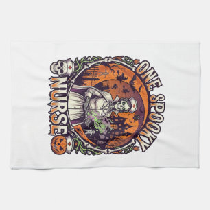 Een griezelige verpleegster Halloween skelet tover Theedoek