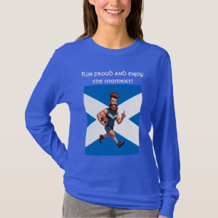Een grijnzende Schotse rugbyloper T-shirt