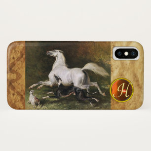 Een grijs Arabisch stenen galoppen met Honden mono Case-Mate iPhone Case