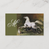 Een grijs Arabisch stenen galoppen met Honden mono Visitekaartje (Achterkant)