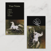 Een grijs Arabisch stenen galoppen met Honden mono Visitekaartje (Voorkant / Achterkant)