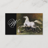 Een grijs Arabisch stenen galoppen met Honden mono Visitekaartje (Achterkant)