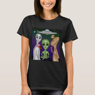 Een grijze, kleine groene, Anunnaki Alien Drawing T-shirt
