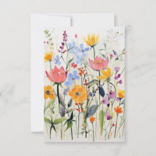 Een grillig bloemendesign, wilde bloemen bedankkaart