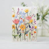 Een grillig bloemendesign, wilde bloemen  bedankkaart (Staand voorkant)