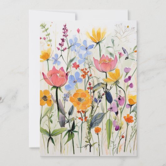 Een grillig bloemendesign, wilde bloemen kaart (Voorkant)