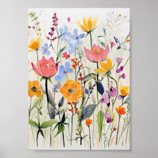 Een grillig bloemendesign, wilde bloemen poster (Voorkant)