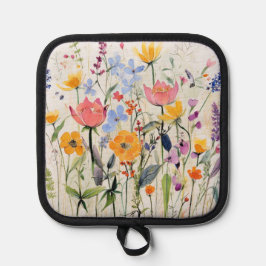Een grillig bloemenkleinaaccessoire voor in de keu pannenlap
