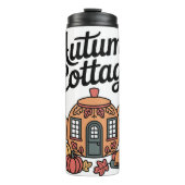 Een grillig herfsthuisje theepot ontwerp thermosbeker (Voorkant)