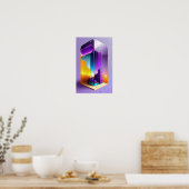 Een grillig huis en bomen poster (Keuken)